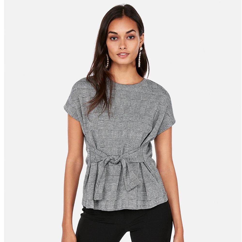 🆕 Express Tie Waist Plaid Top